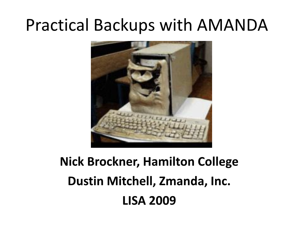 Practical Backups with AMANDA