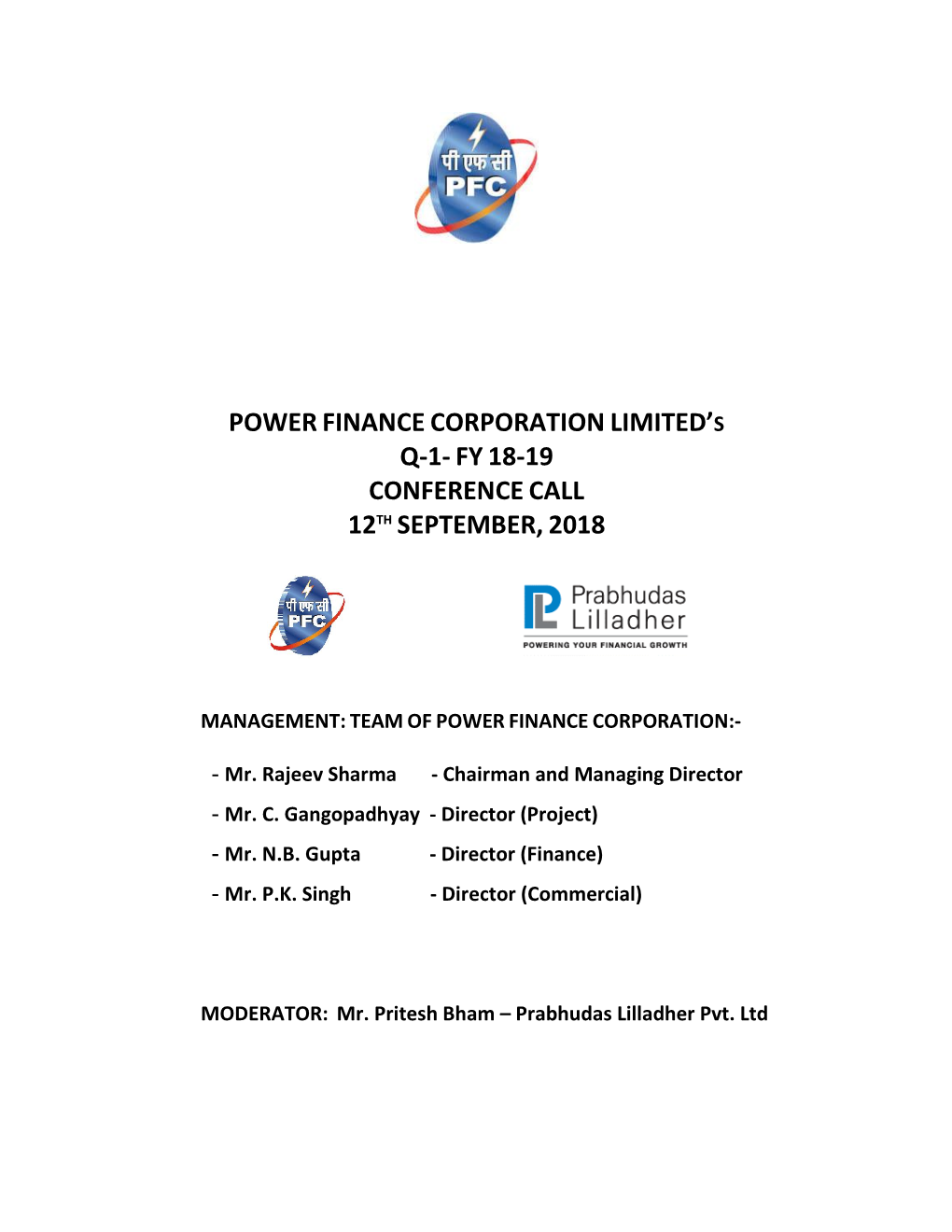 Powerfinancecorporation Limited' Q-1-Fy18-19