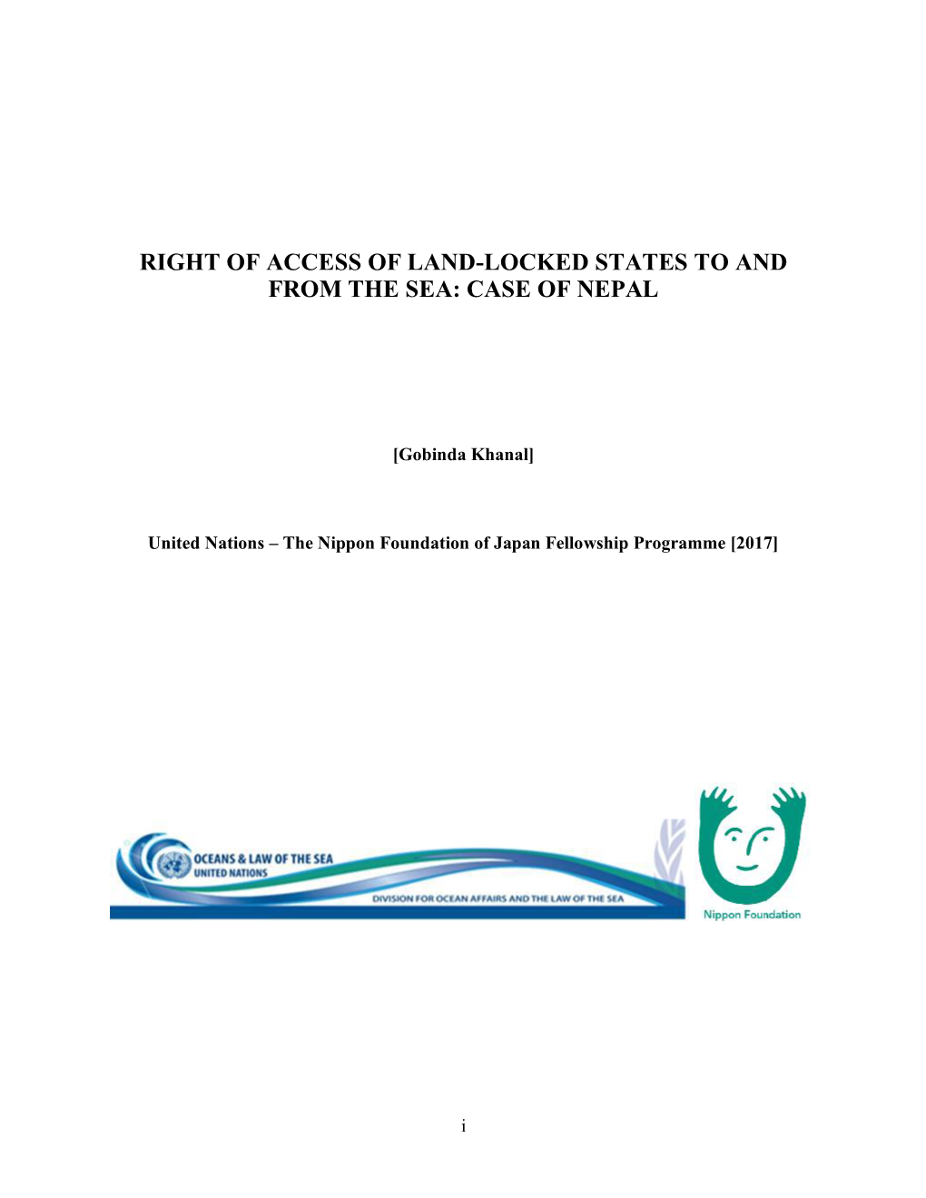 Right of Access of Land-Locked States to and from the Sea: Case of Nepal