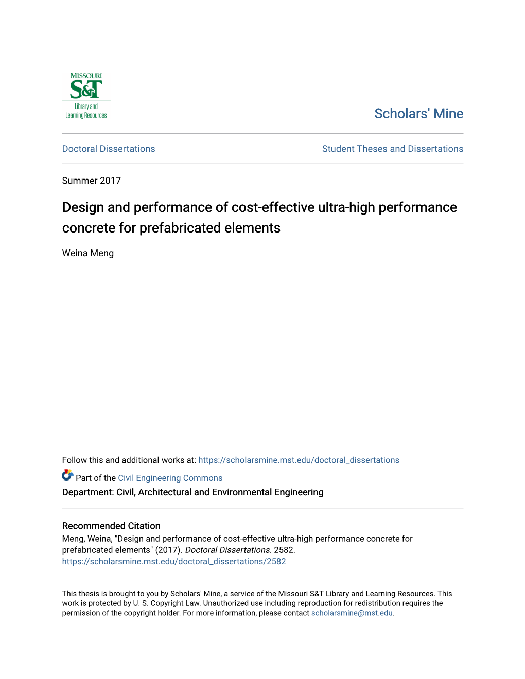 Design and Performance of Cost-Effective Ultra-High Performance Concrete for Prefabricated Elements