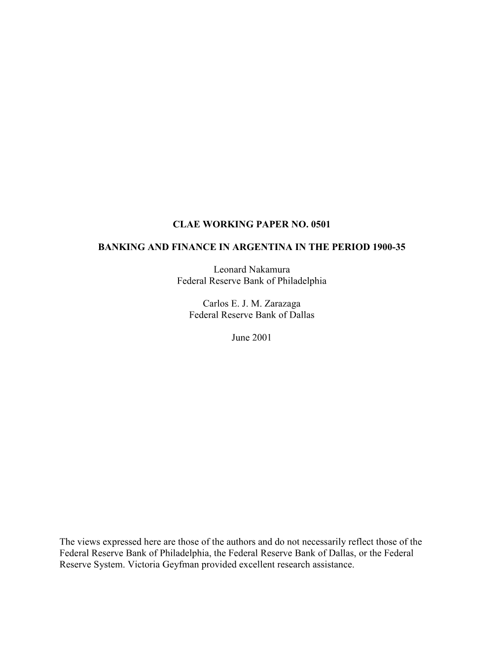 Banking and Finance in Argentina in the Period 1900-35