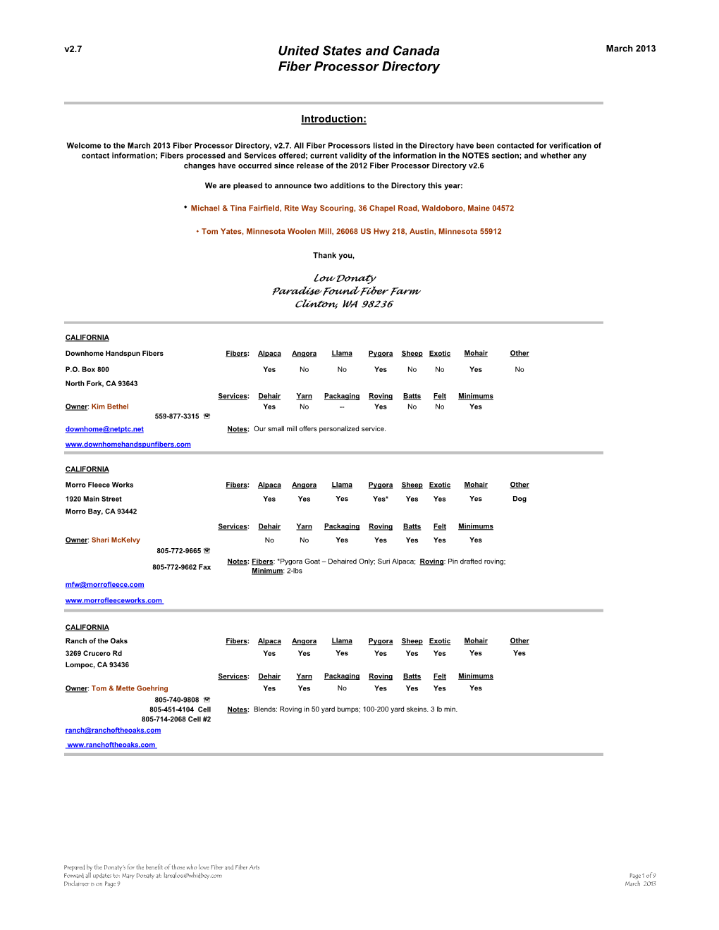 2013 V2 7 Fiber Processors Directory 0313 2013