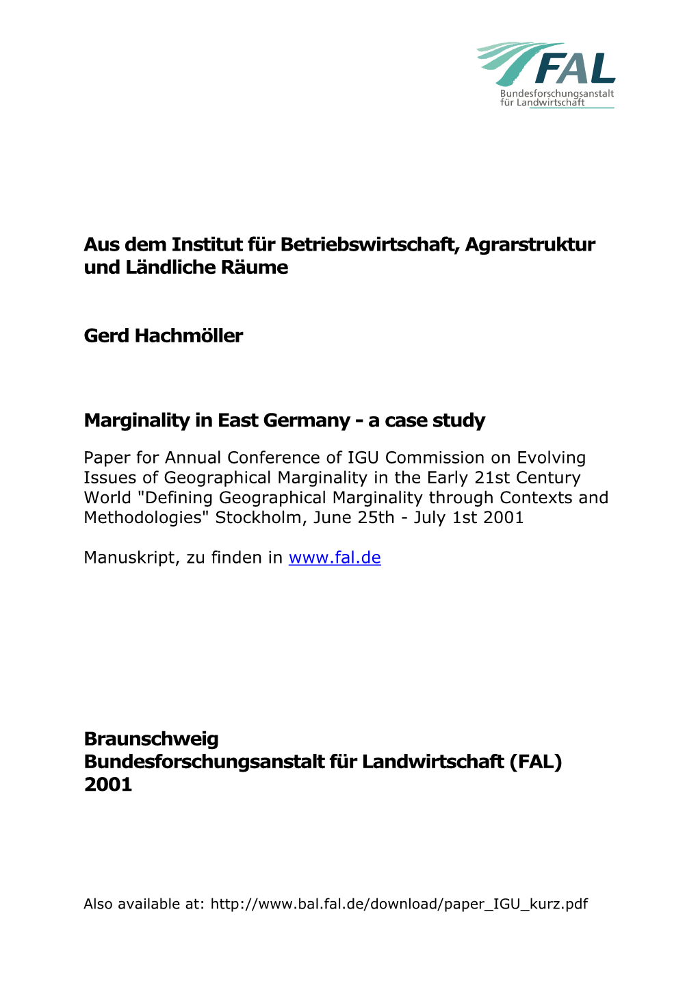 Marginality in East Germany - a Case Study