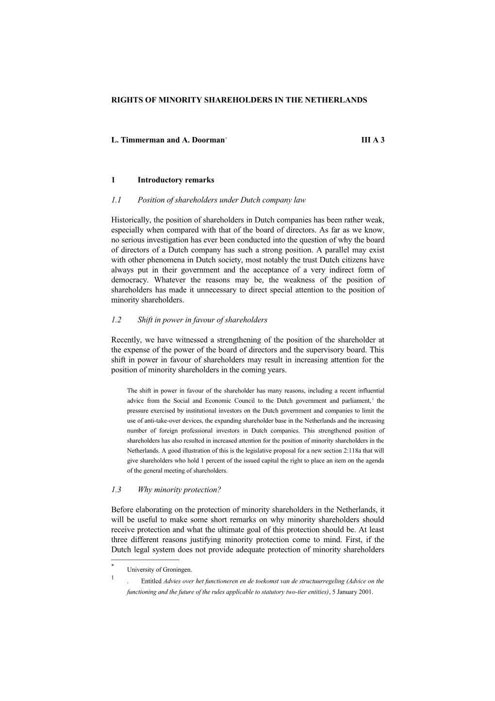 Rights of Minority Shareholders in the Netherlands