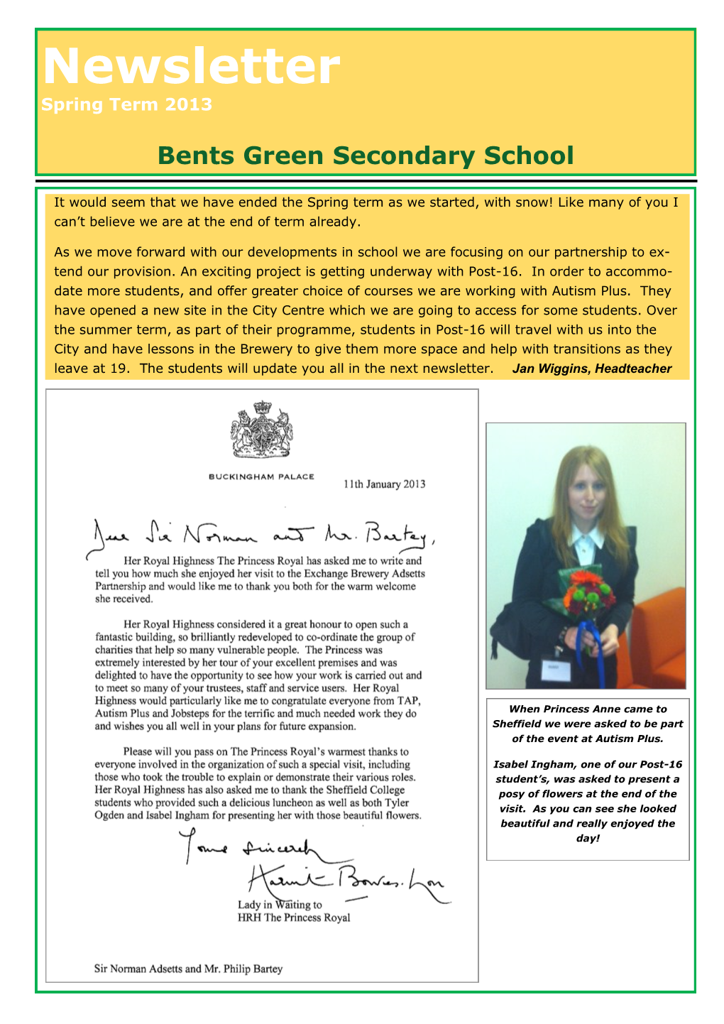 Newsletter Spring Term 2013