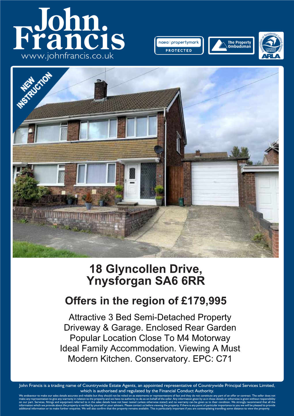 18 Glyncollen Drive, Ynysforgan SA6 6RR Offers in the Region of £179,995 • Attractive 3 Bed Semi-Detached Property • Driveway & Garage