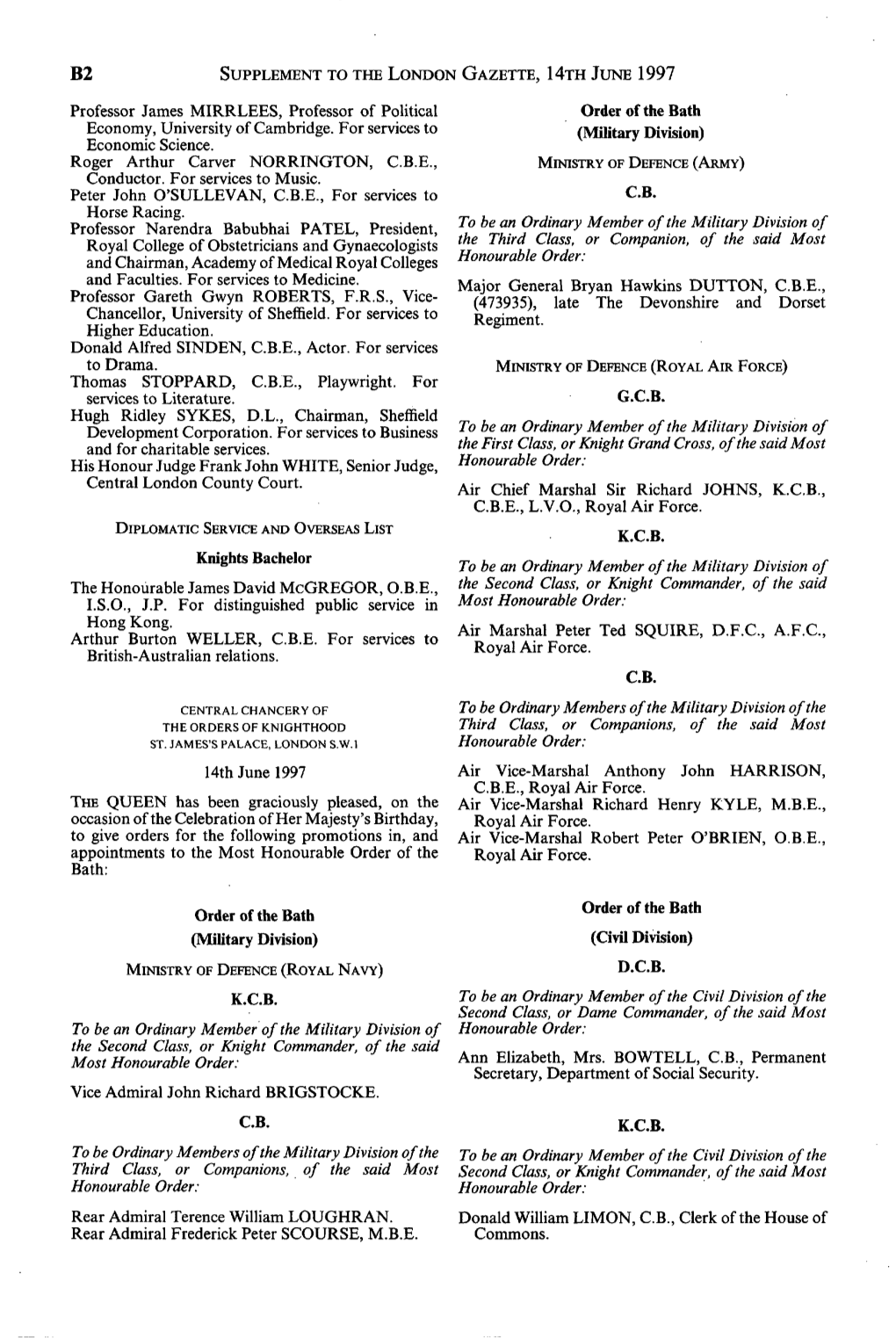 SUPPLEMENT to the LONDON GAZETTE, 14Ra JUNE 1997