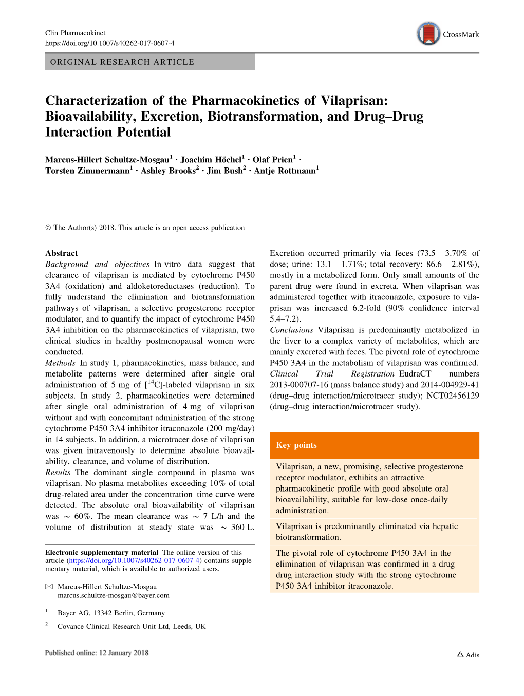 Characterization of the Pharmacokinetics of Vilaprisan: Bioavailability, Excretion, Biotransformation, and Drug–Drug Interaction Potential