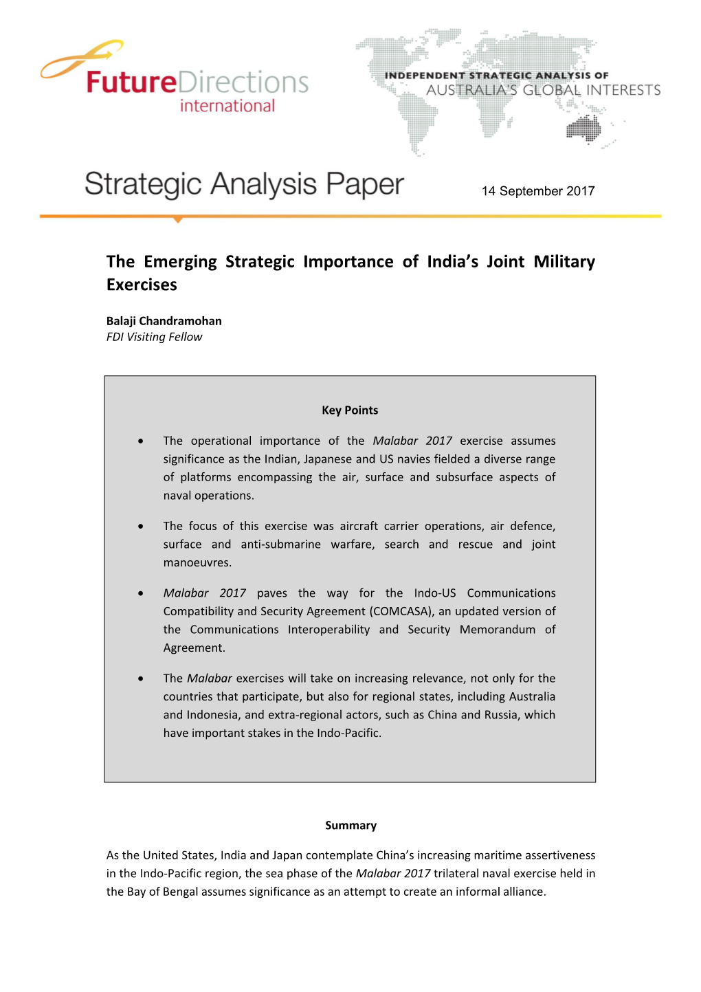 The Emerging Strategic Importance of India's Joint Military Exercises