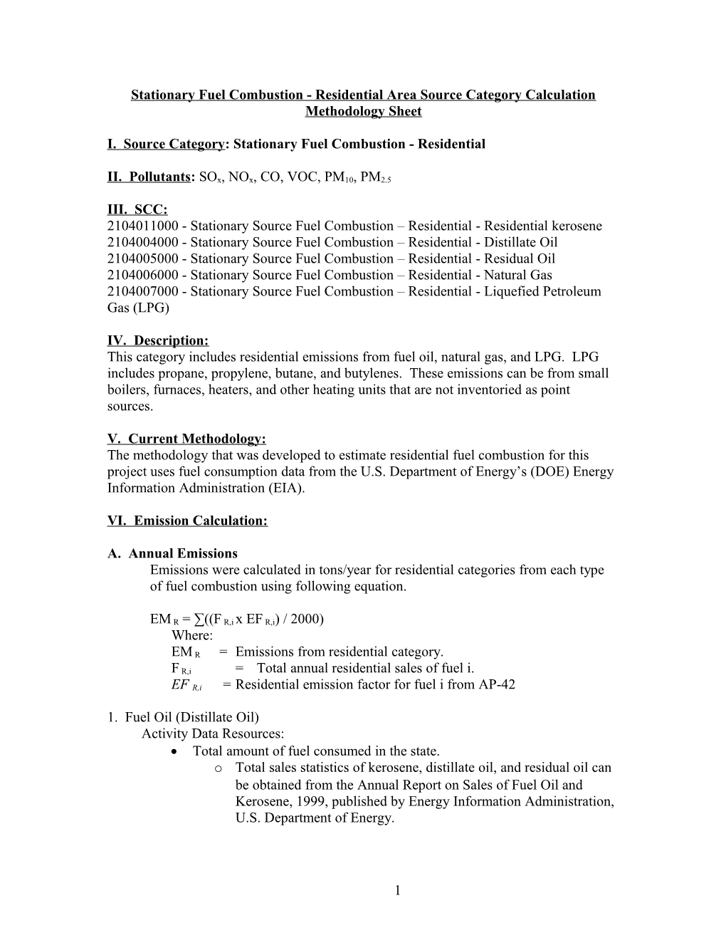 Paved Road Area Source Category Calculation Methodology Sheet