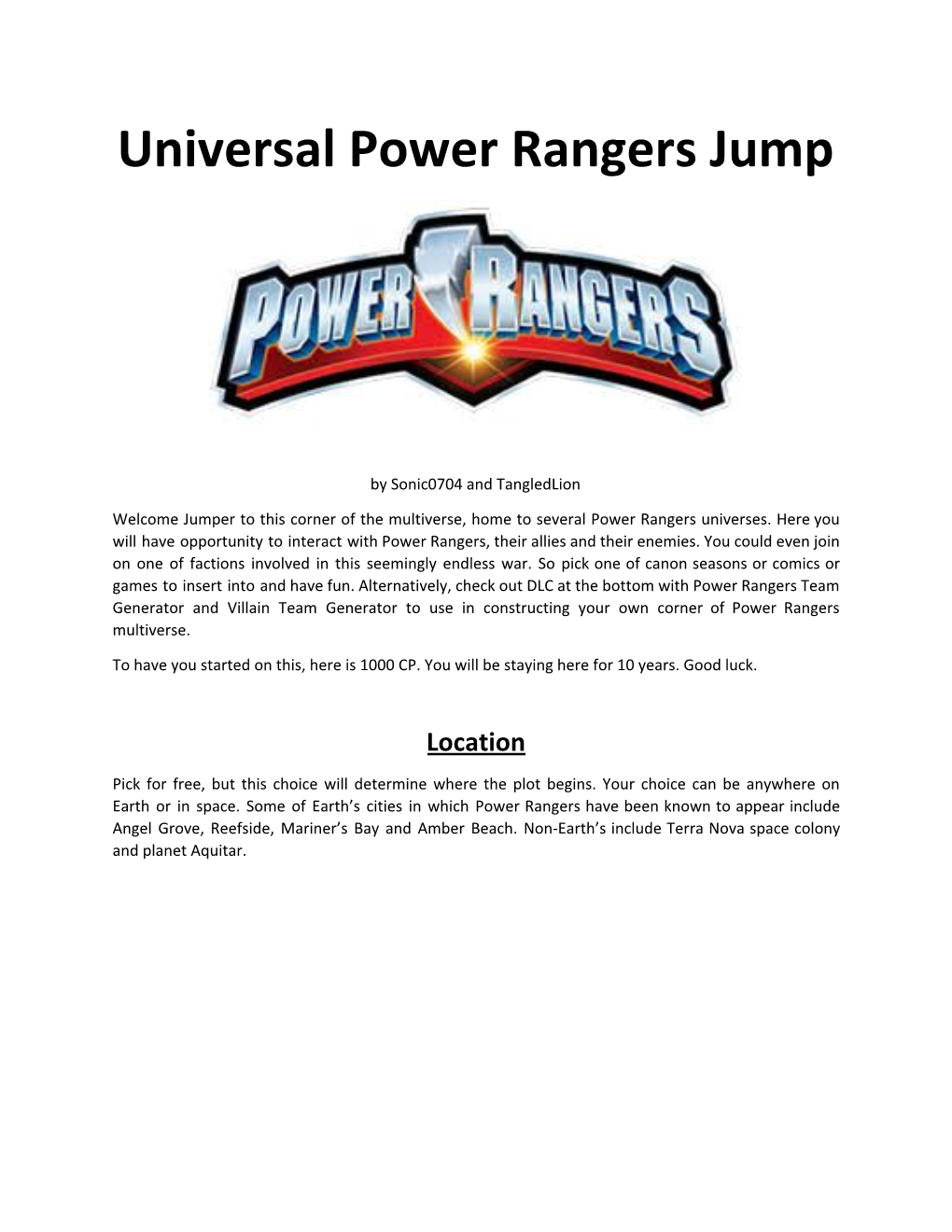 Universal Power Rangers Jump