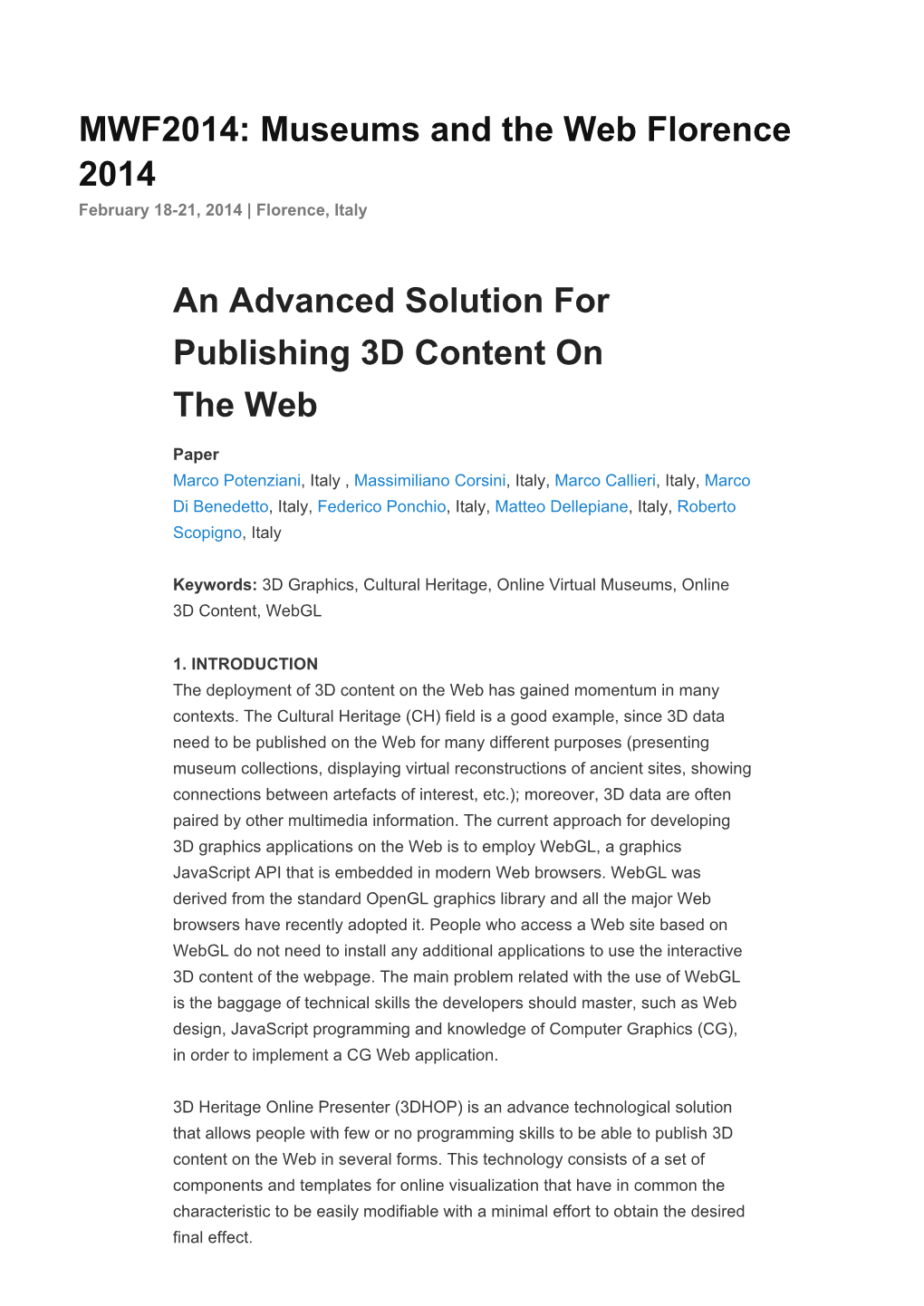 An Advanced Solution for Publishing 3D Content on the Web