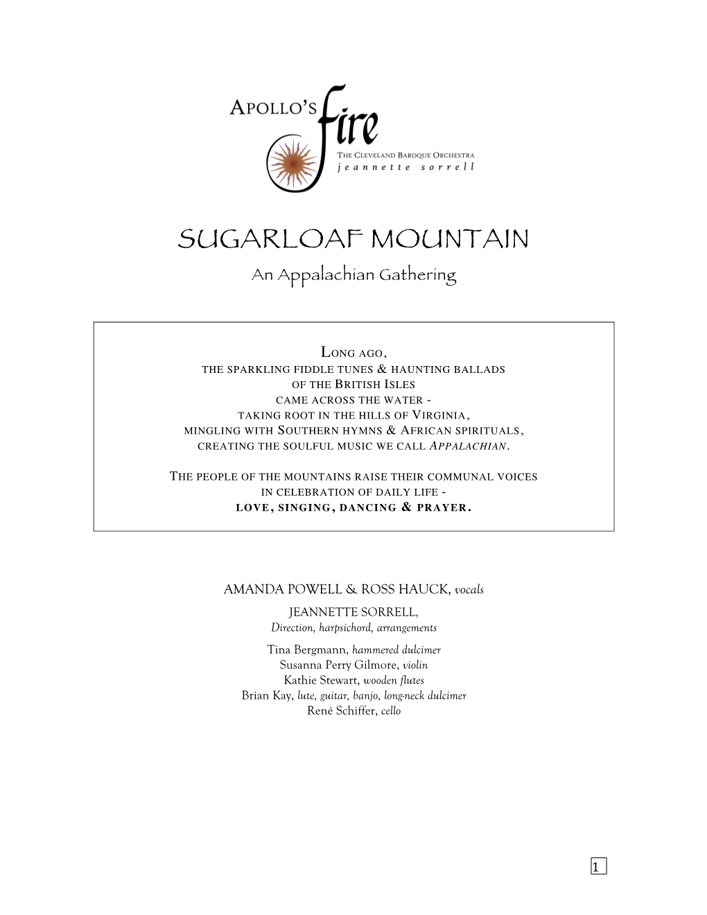 Sugarloaf Mountain Program