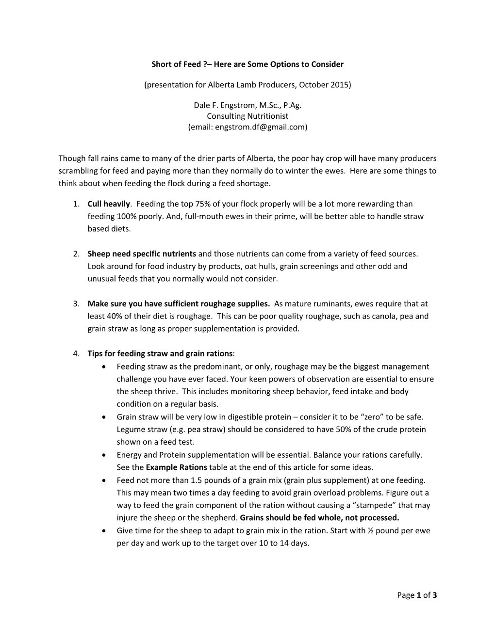Page 1 of 3 Short of Feed ?– Here Are Some Options to Consider