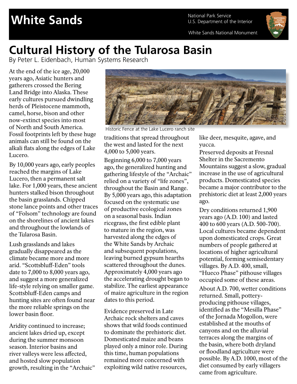 Cultural History of the Tularosa Basin by Peter L