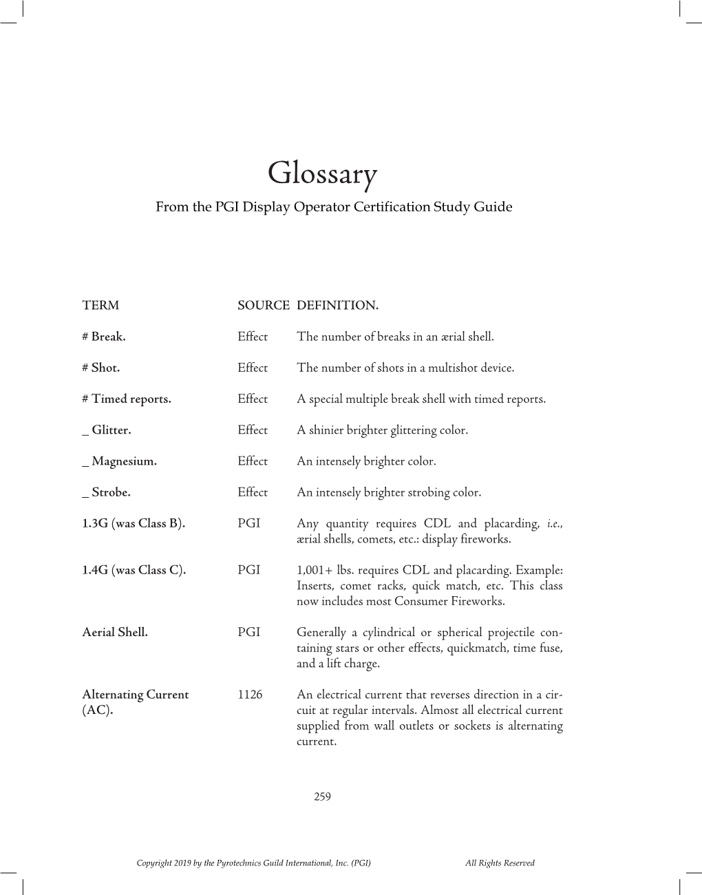 Pyro Glossary