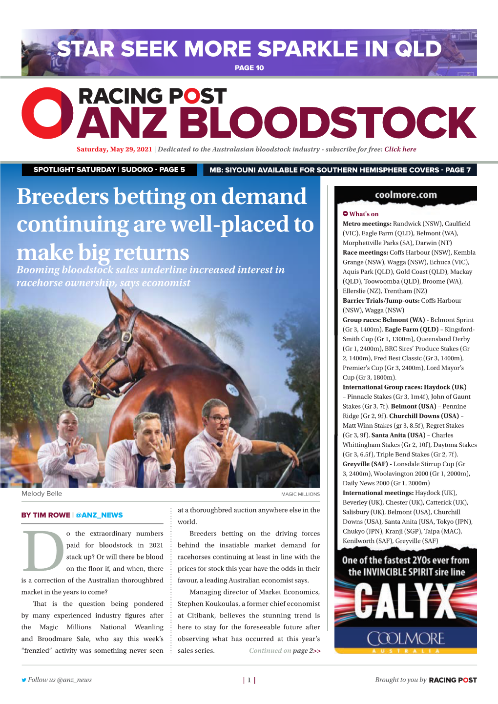 Breeders Betting on Demand Continuing Are Well-Placed to Make Big Returns Saturday, May 29, 2021