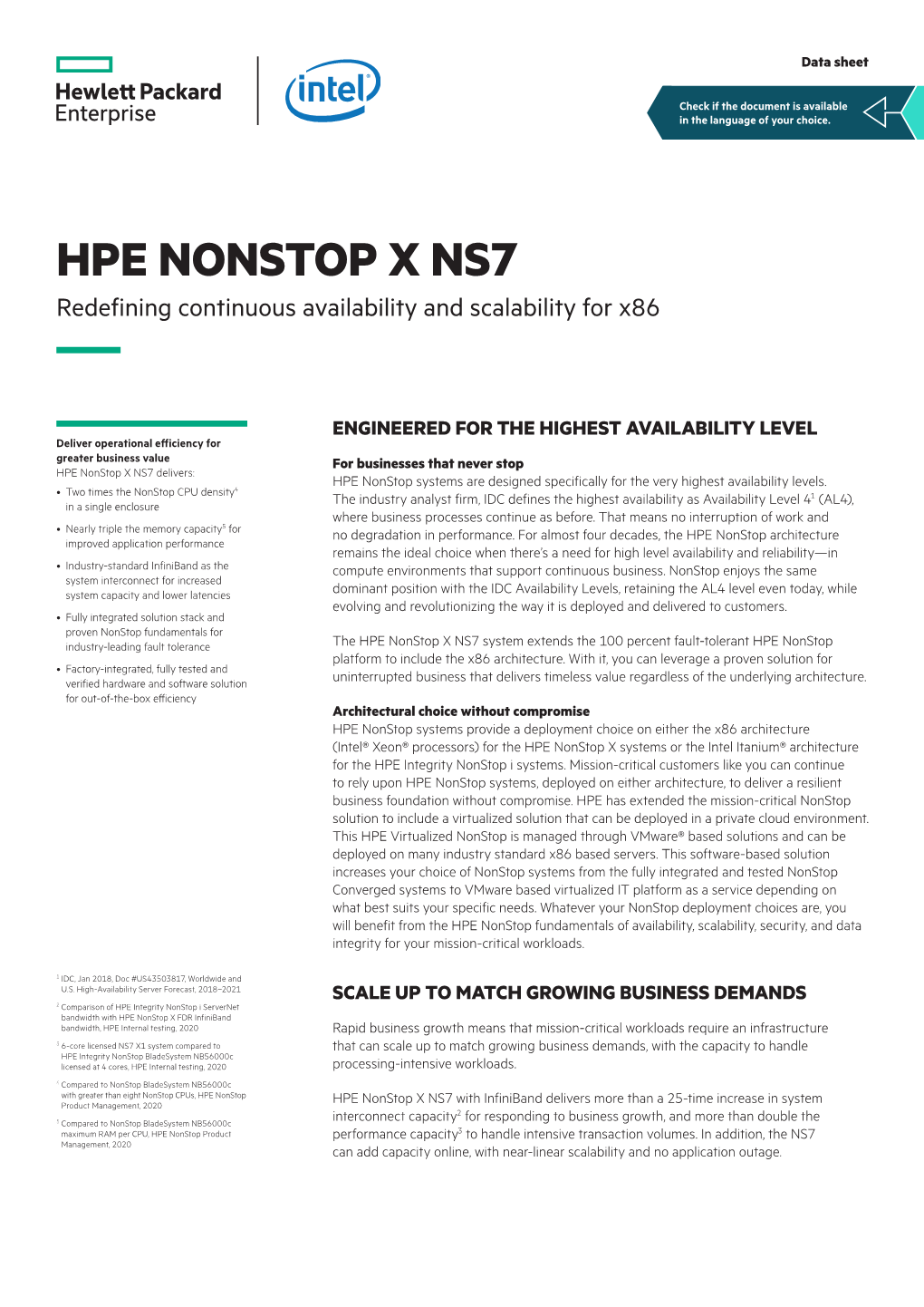 HPE NONSTOP X NS7 Redefining Continuous Availability and Scalability for X86