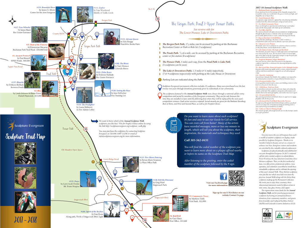 Sculpture Trail Map a Wealth of Outdoor Sculptures on Display, Made Call 303-562-0435 Possible by Sculpture Evergreen