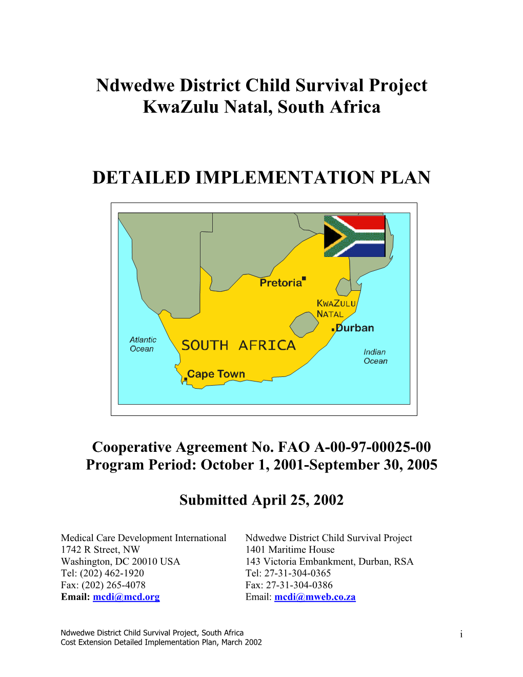 Ndwedwe District Child Survival Project Kwazulu Natal, South Africa