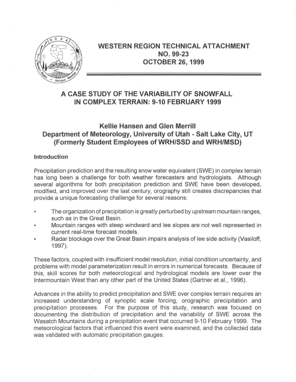 Western Region Technical Attachment No. 99-23 October 26, 1999
