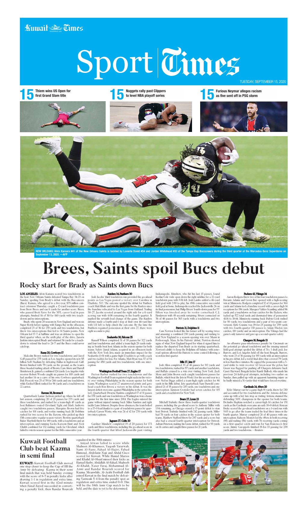 Brees, Saints Spoil Bucs Debut Rocky Start for Brady As Saints Down Bucs