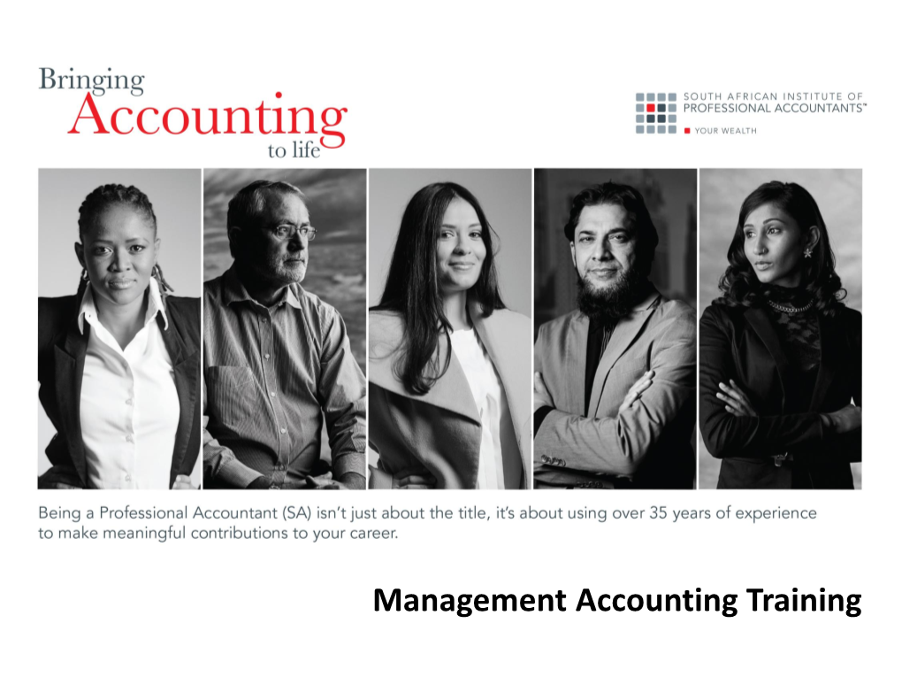 Management Accounting Training MANAGEMENT ACCOUNTING TRAINING for TRAINEES