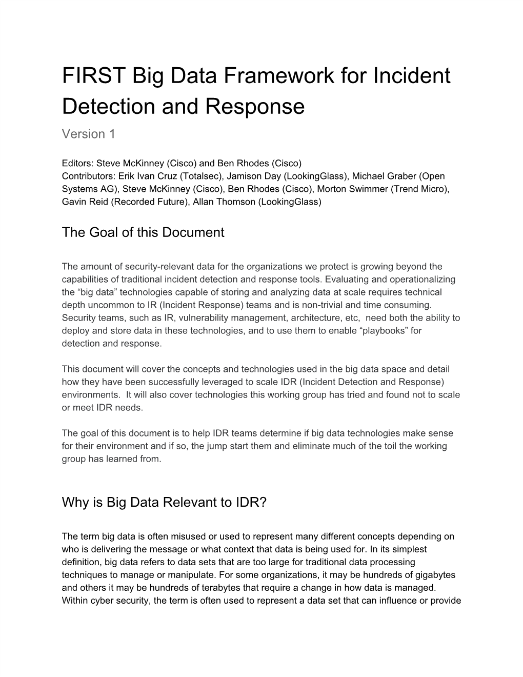 Big Data Architecture for Incident Response