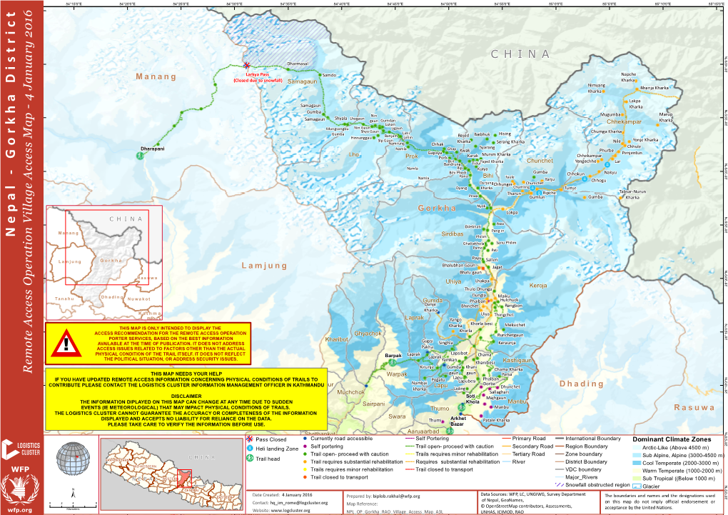 N E P a L WESTERN Trail Closed to Transport Major Rivers Sub Tropical ((Below 1000 M)