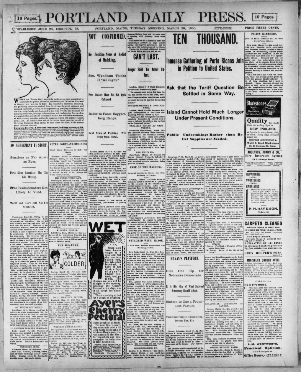 Portland Daily Press: March 20, 1900