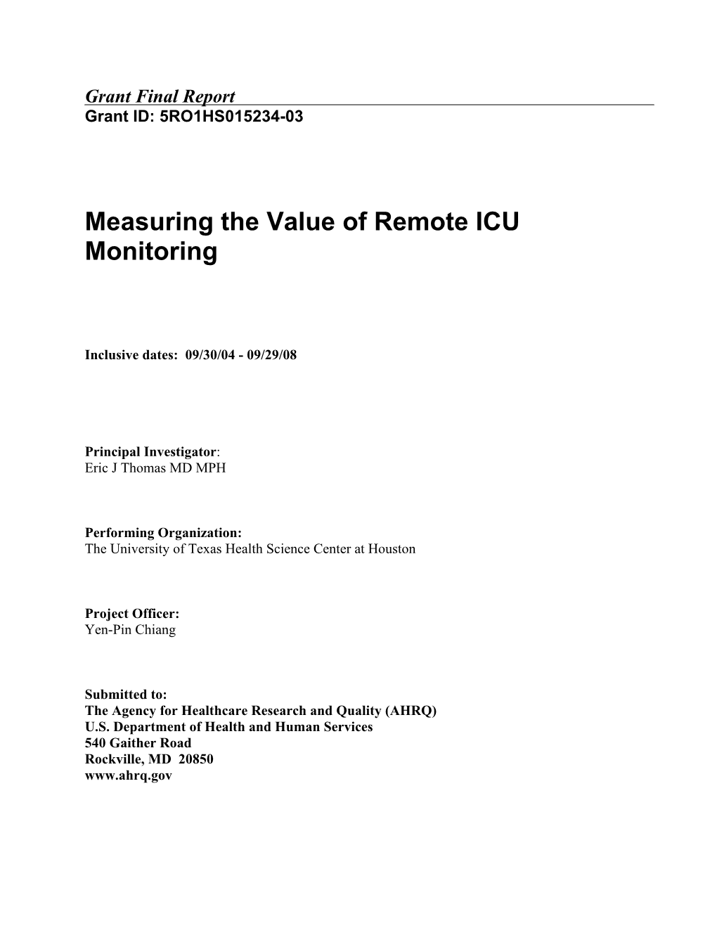 Measuring the Value of Remote ICU Monitoring