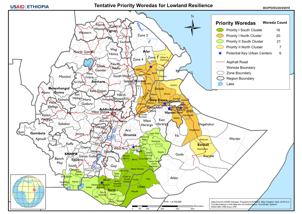 USAID Ethiopia Lowland Resilience Project Map of Target Areas