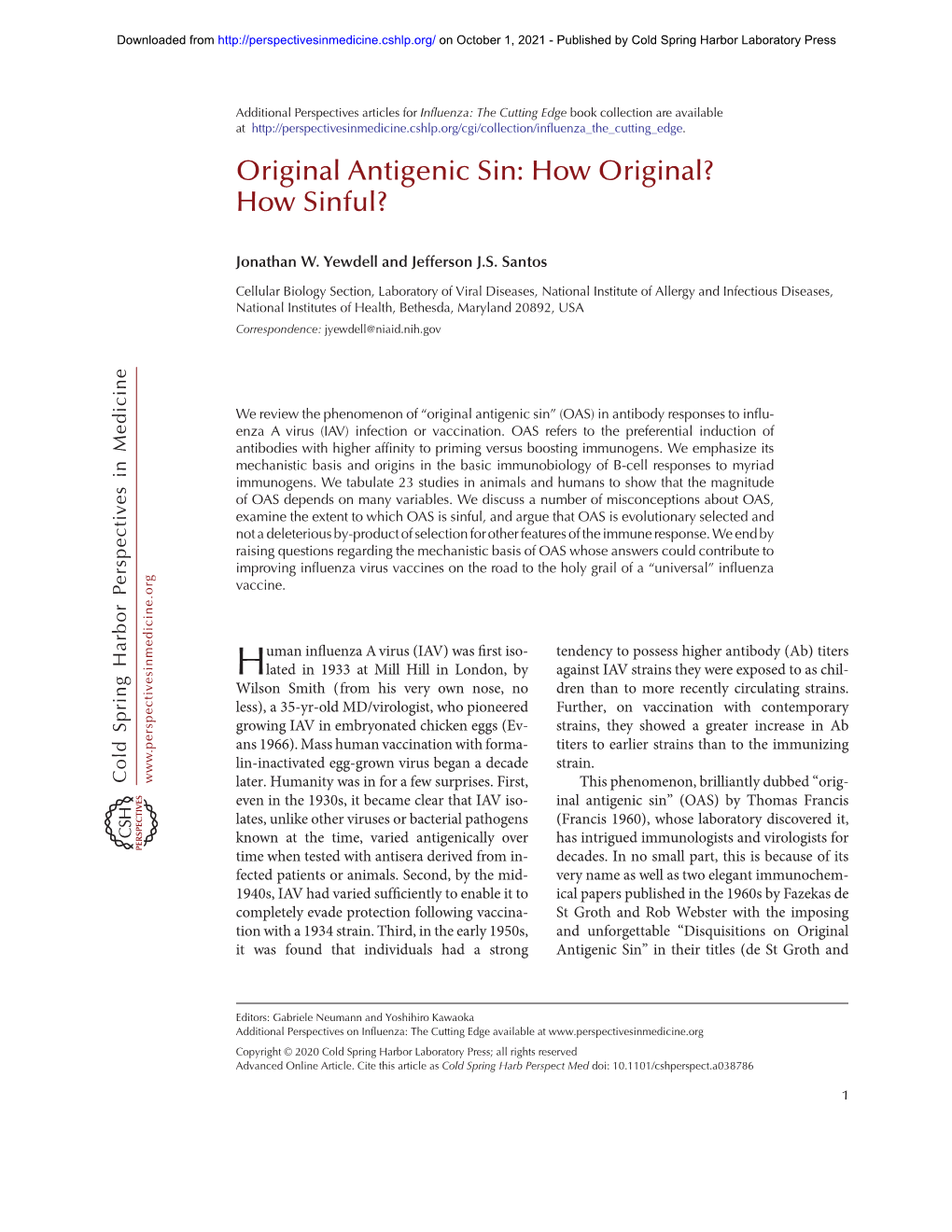 Original Antigenic Sin: How Original? How Sinful?