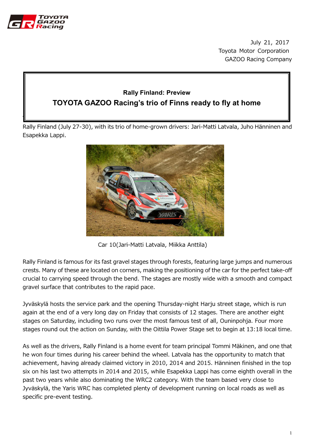 Final Toyota Finland Preview