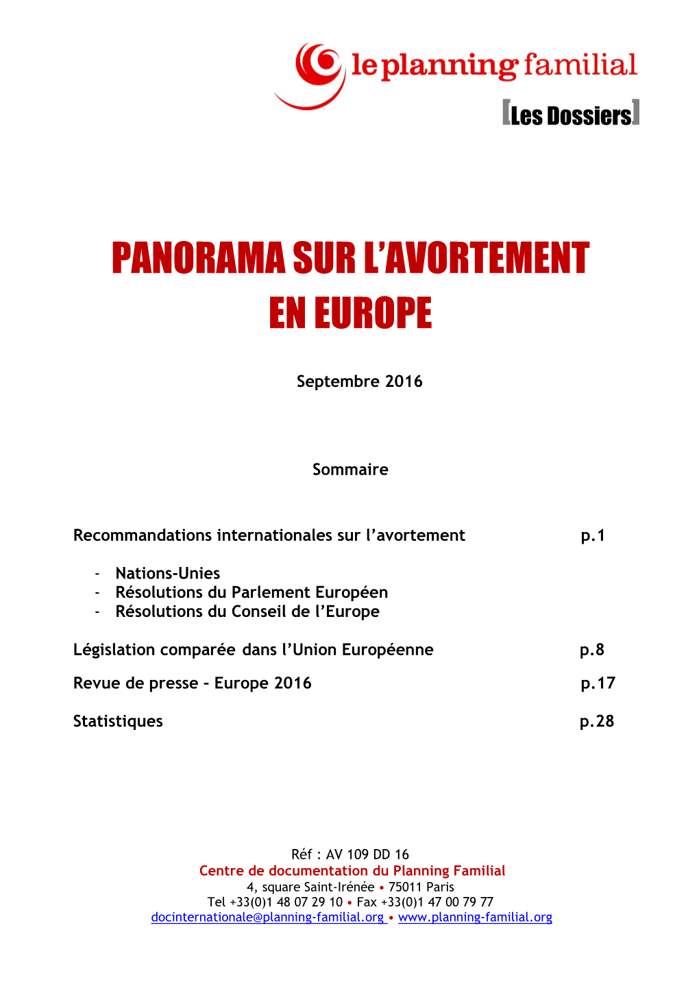 Panorama Sur L'avortement En Europe