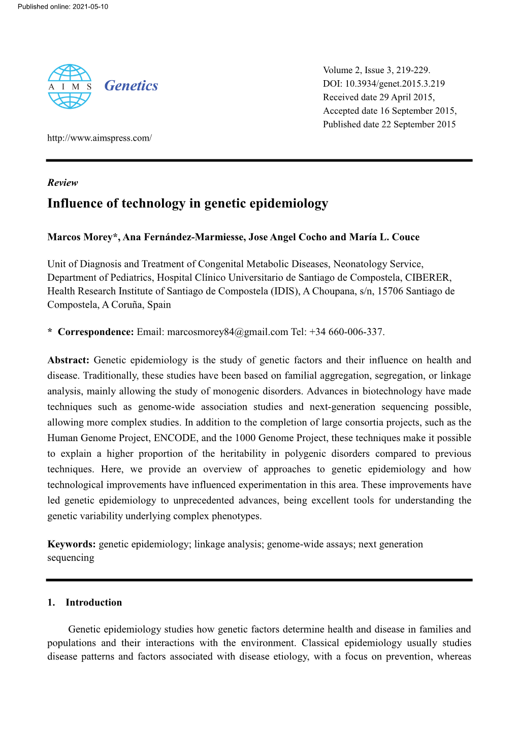 Influence of Technology in Genetic Epidemiology