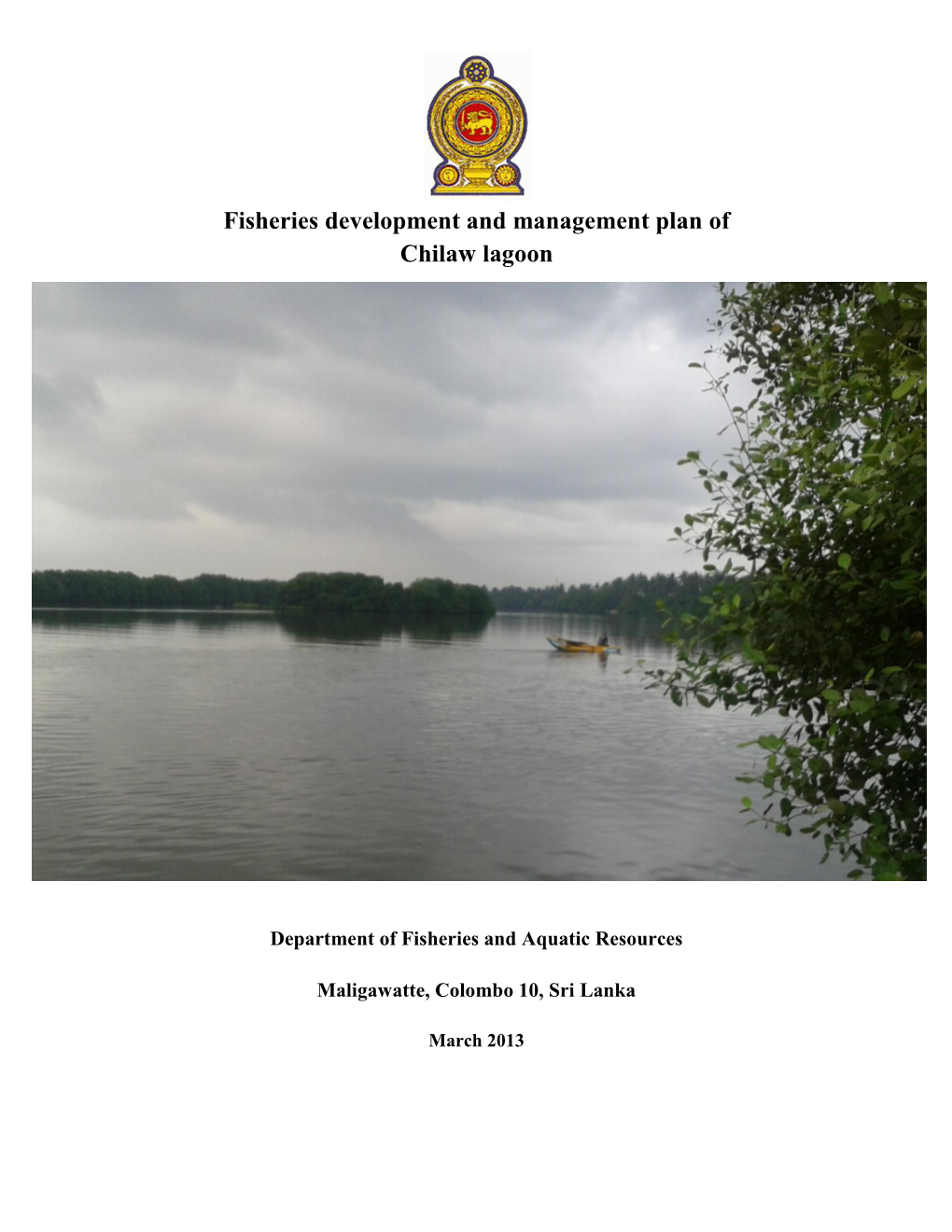 Fisheries Development and Management Plan of Chilaw Lagoon