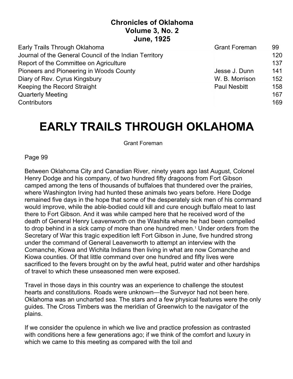 Early Trails Through Oklahoma