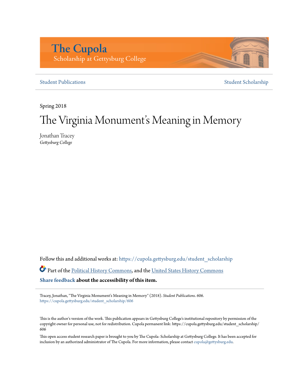 The Virginia Monument's Meaning in Memory
