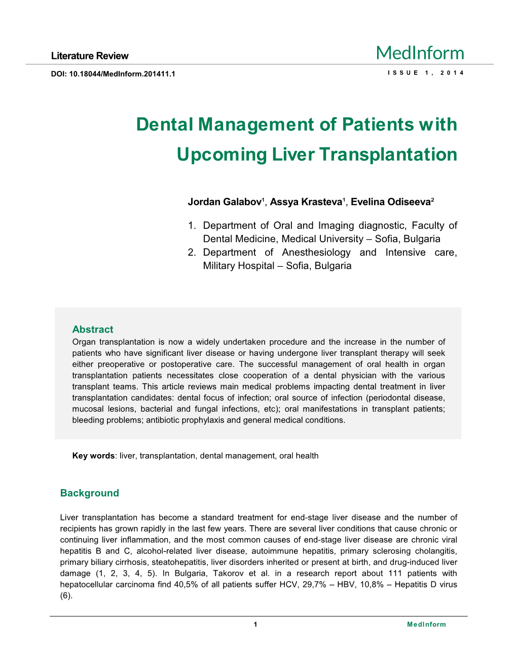 Dental Management of Patients with Upcoming Liver Transplantation