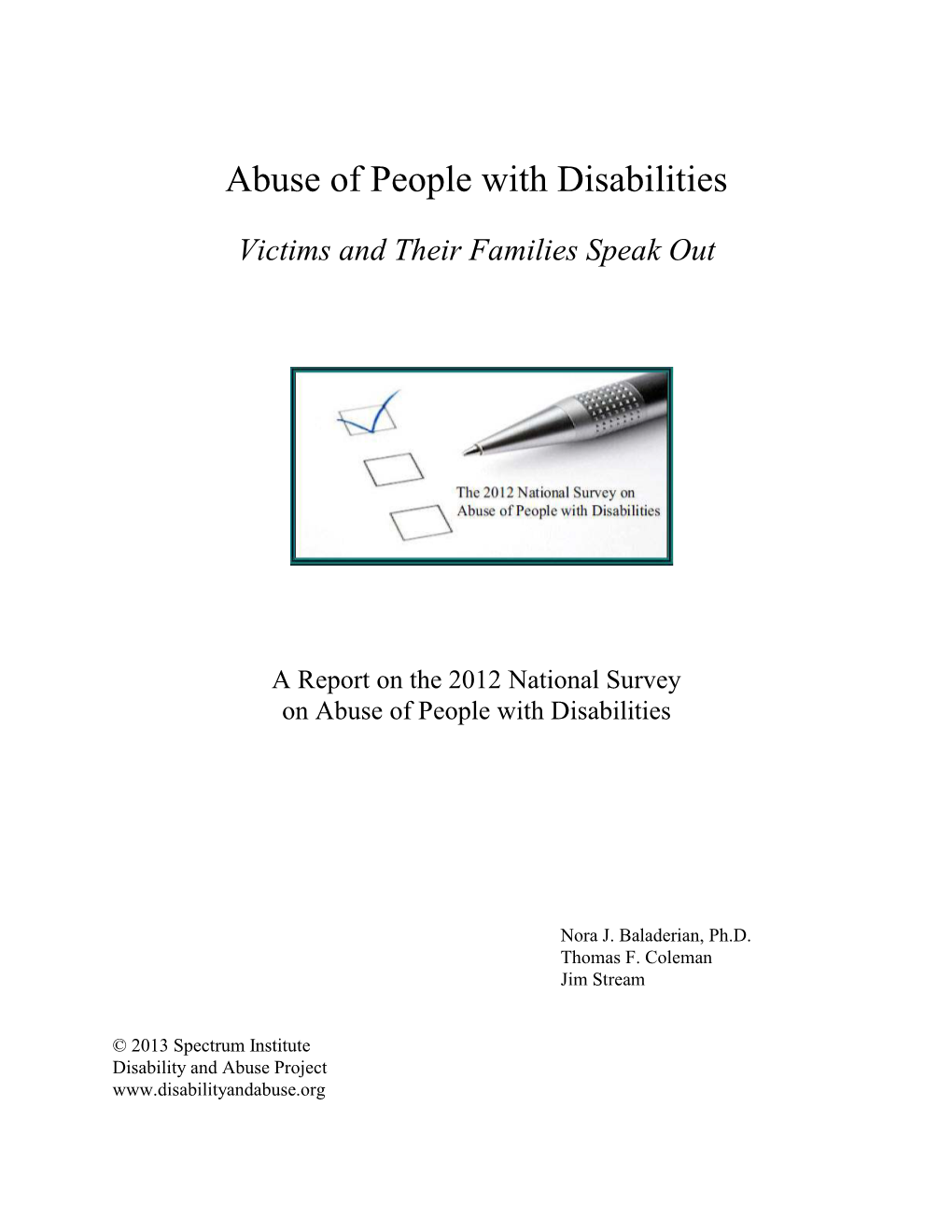 Abuse of People with Disabilities