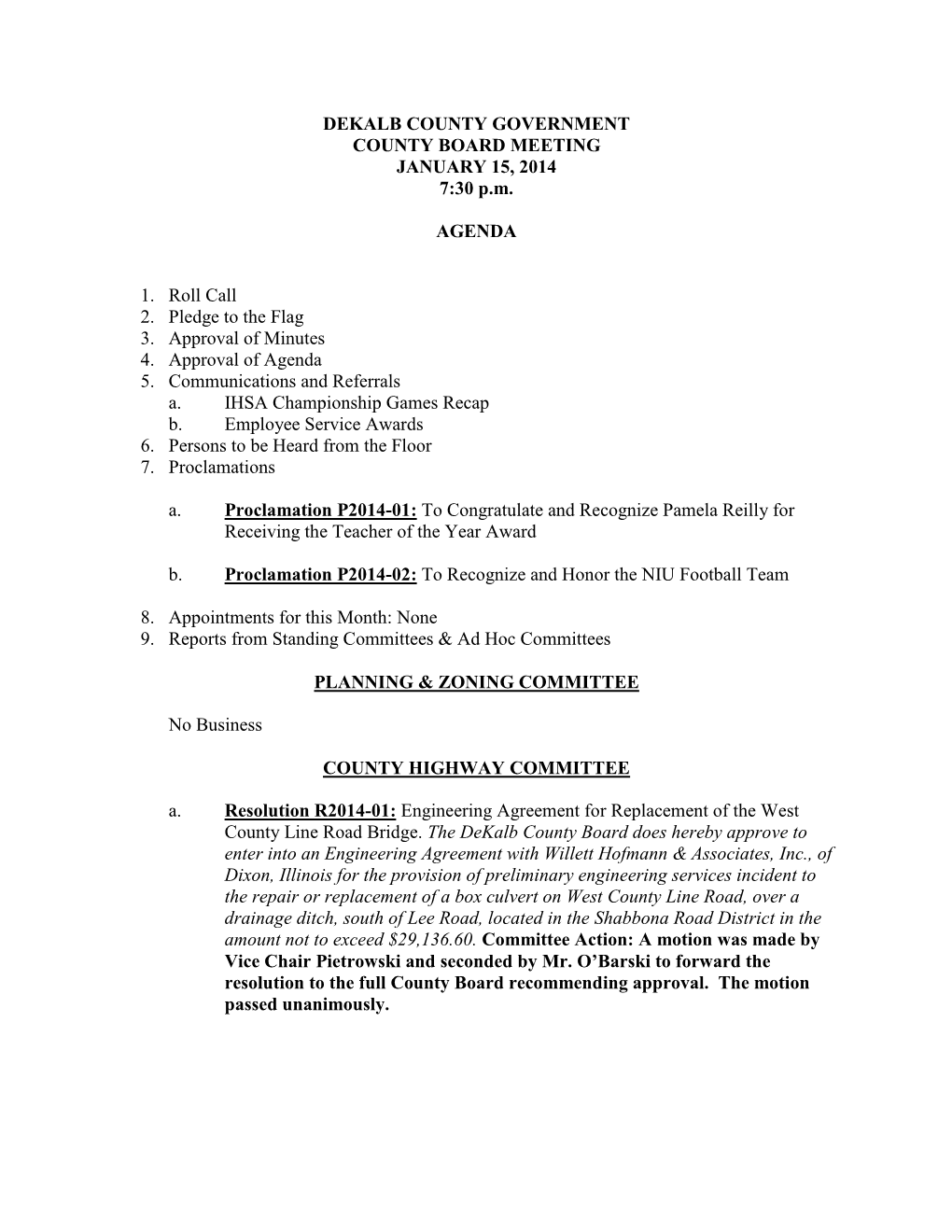 Dekalb County Board Packet -January 2014
