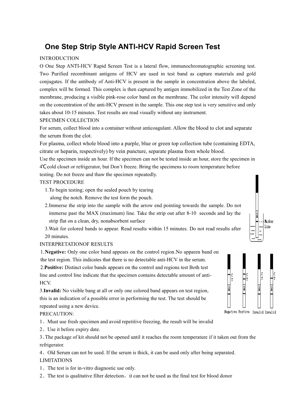 One Step Anti-HCV Rapid Screen Test