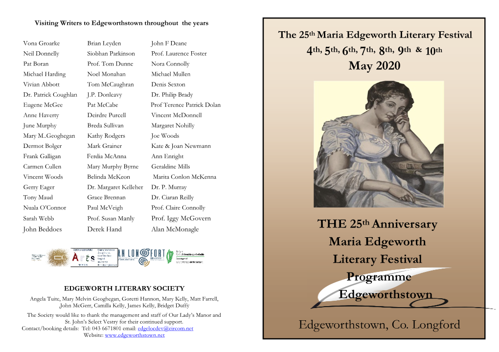 May 2020 the 25Th Anniversary Maria Edgeworth Literary Festival