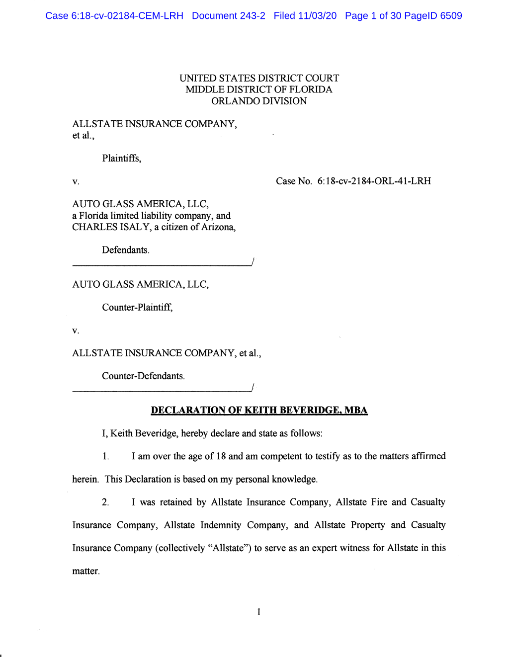 Case 6:18-Cv-02184-CEM-LRH Document 243-2 Filed 11/03/20