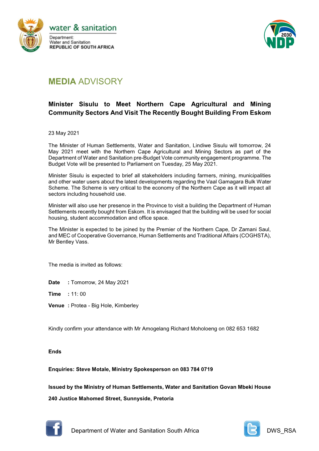 Media Advisory