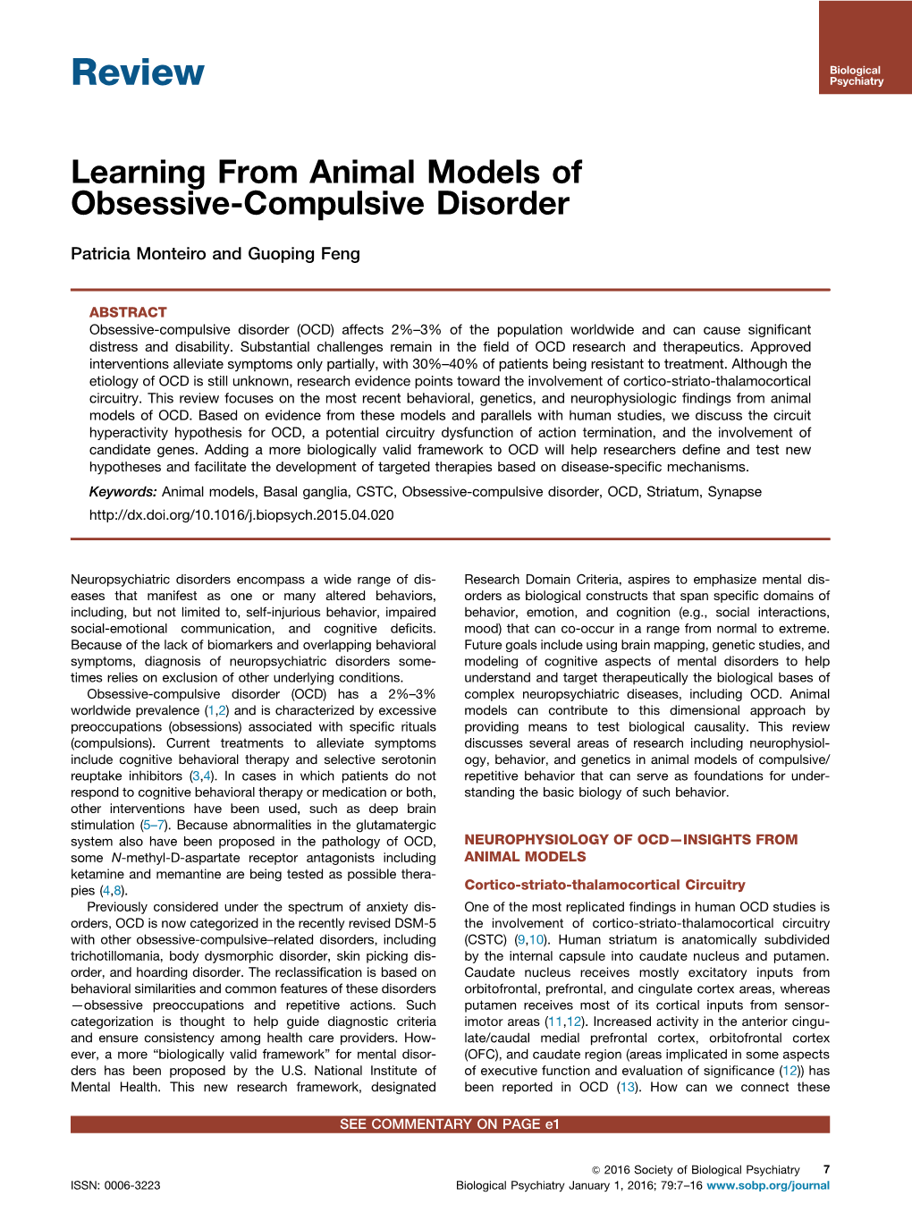 Learning from Animal Models of Obsessive-Compulsive Disorder