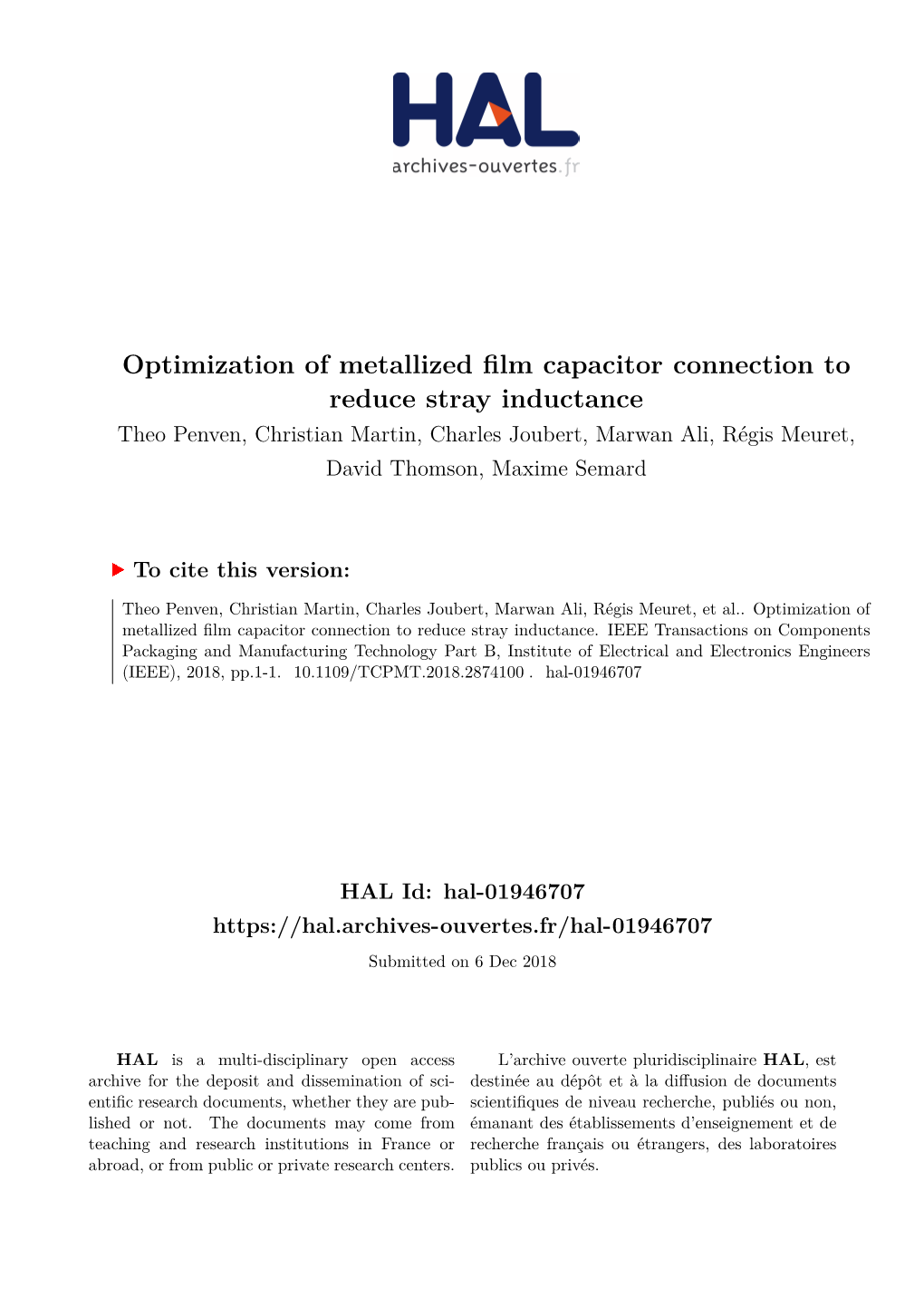 Optimization of Metallized Film Capacitor Connection to Reduce