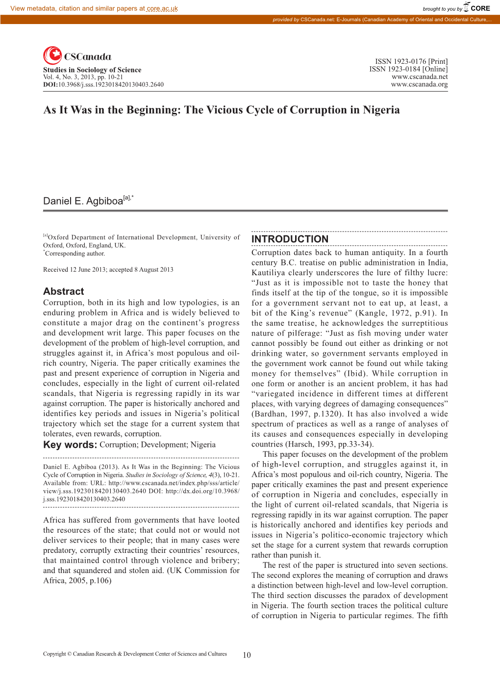 The Vicious Cycle of Corruption in Nigeria