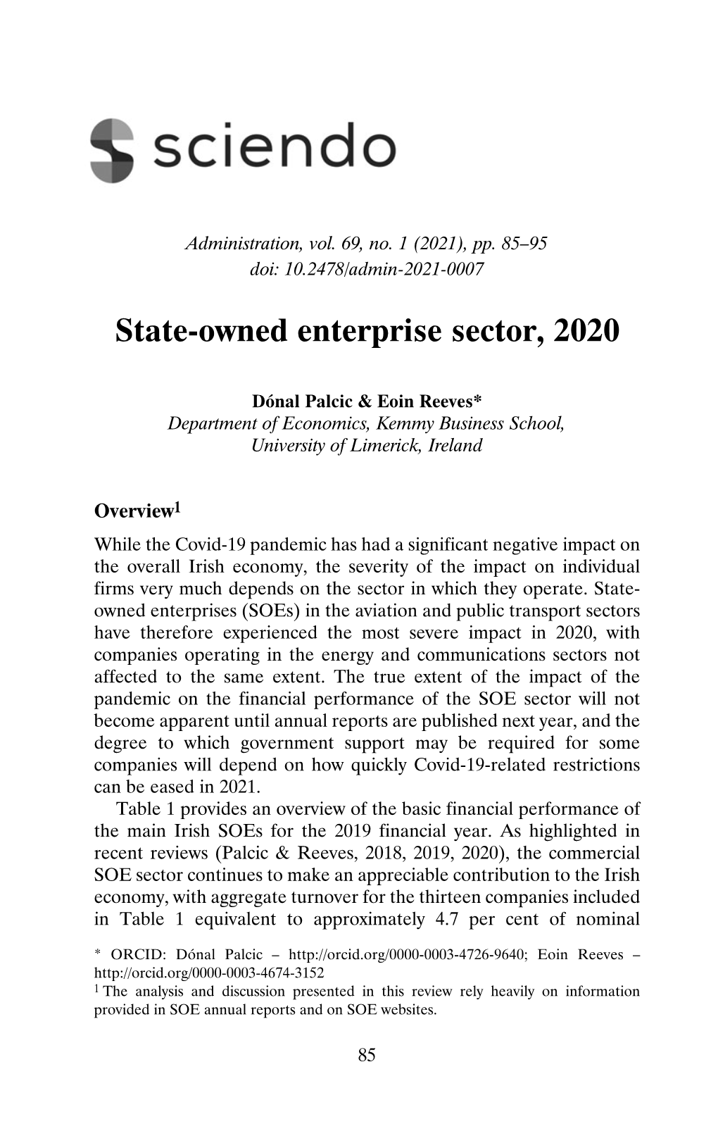 State-Owned Enterprise Sector, 2020